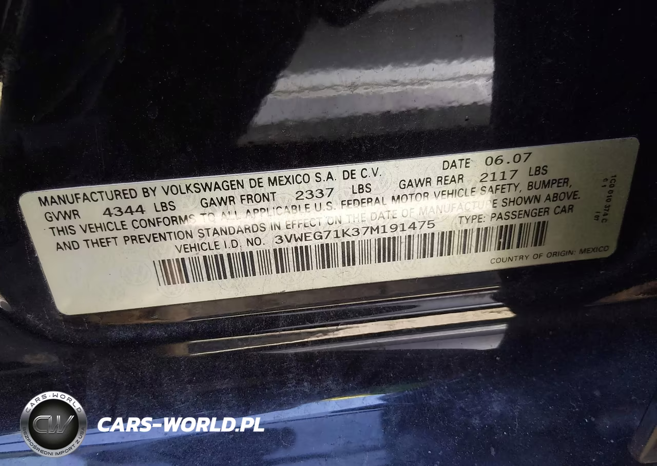 2007 Volkswagen Jetta Wolfsburg Edition VIN:3VWEG71K37M191475 - 9