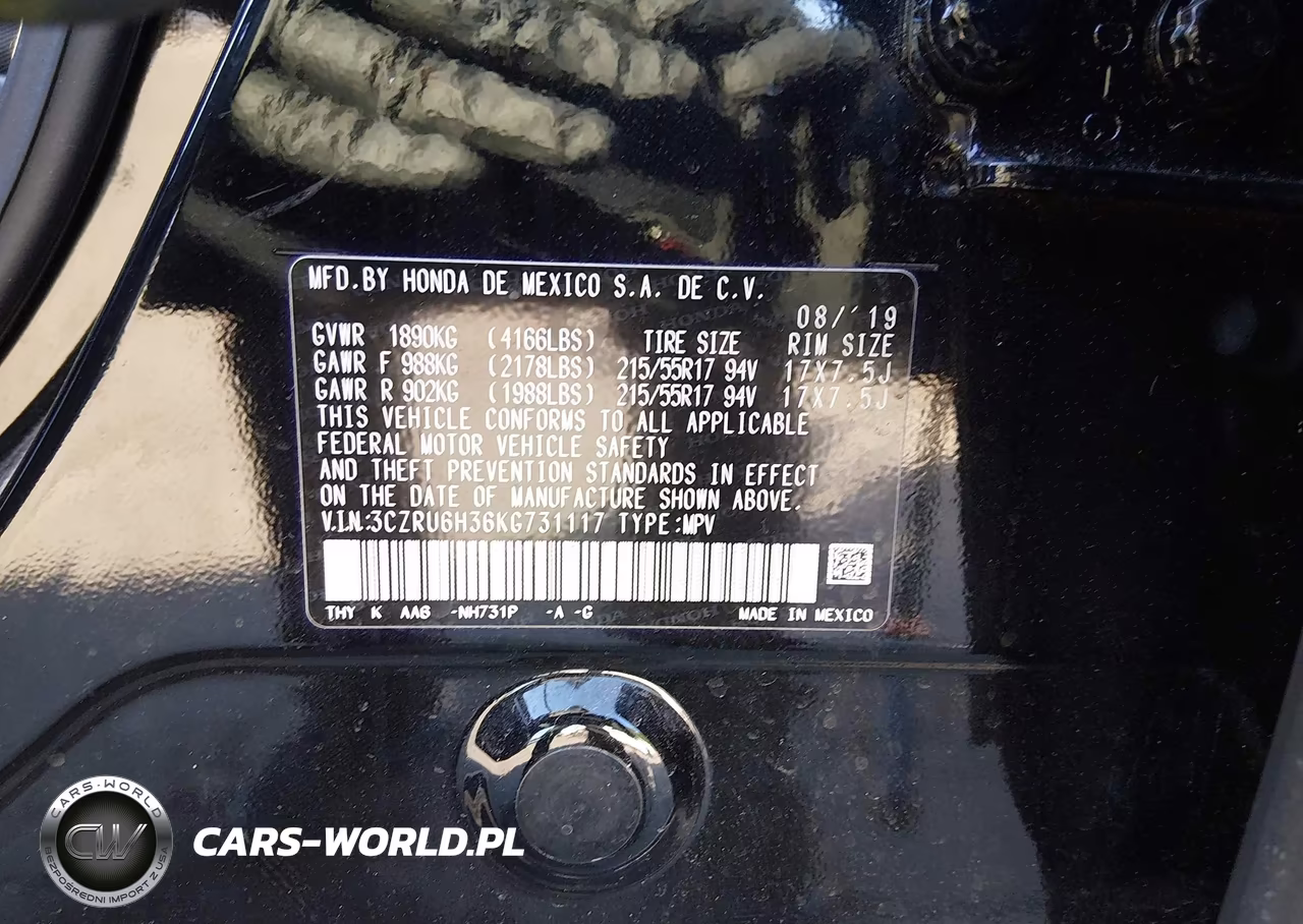2019 Honda Hr-V Lx VIN:3CZRU6H36KG731117 - 9