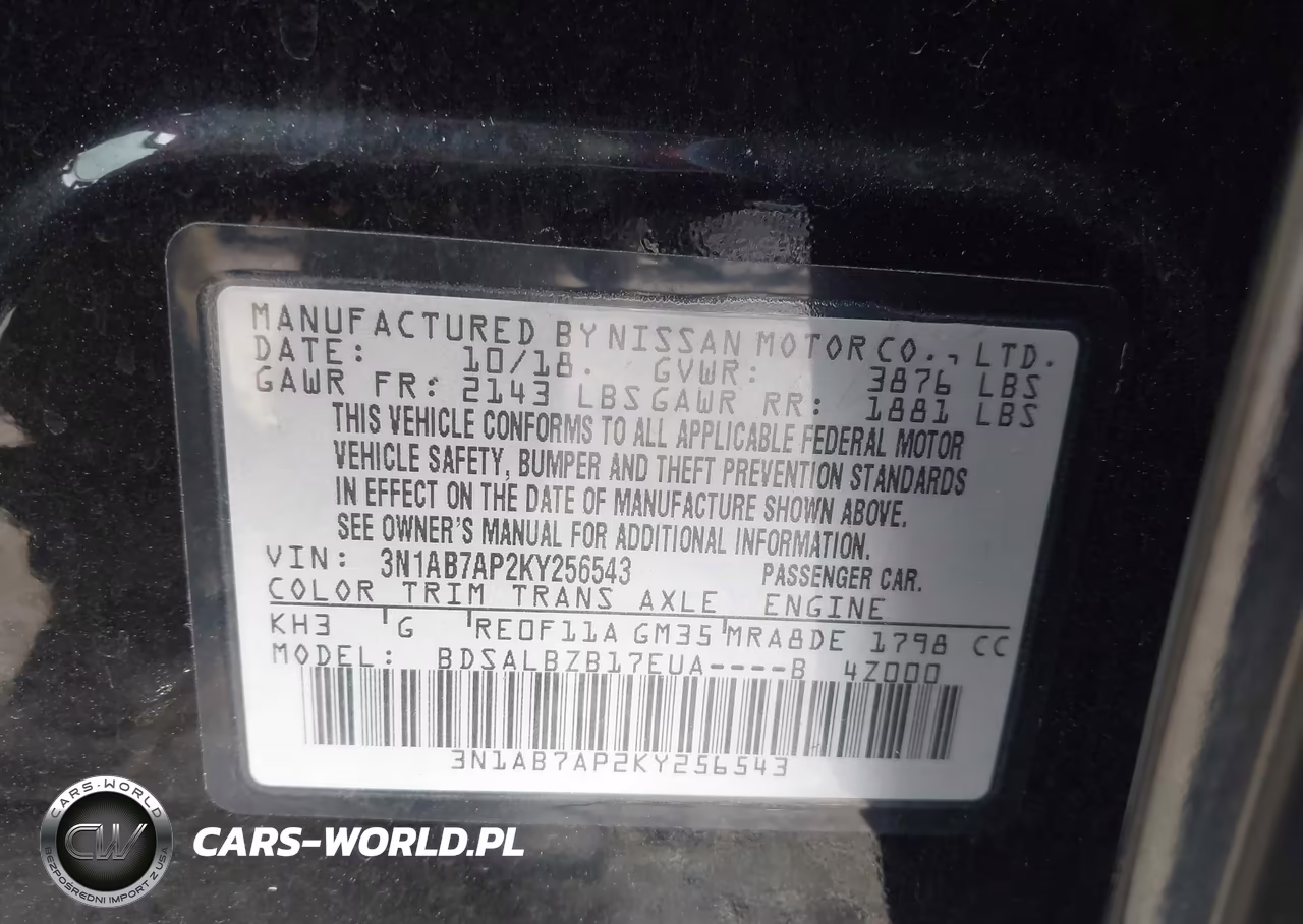2019 Nissan Sentra S VIN:3N1AB7AP2KY256543 - 9