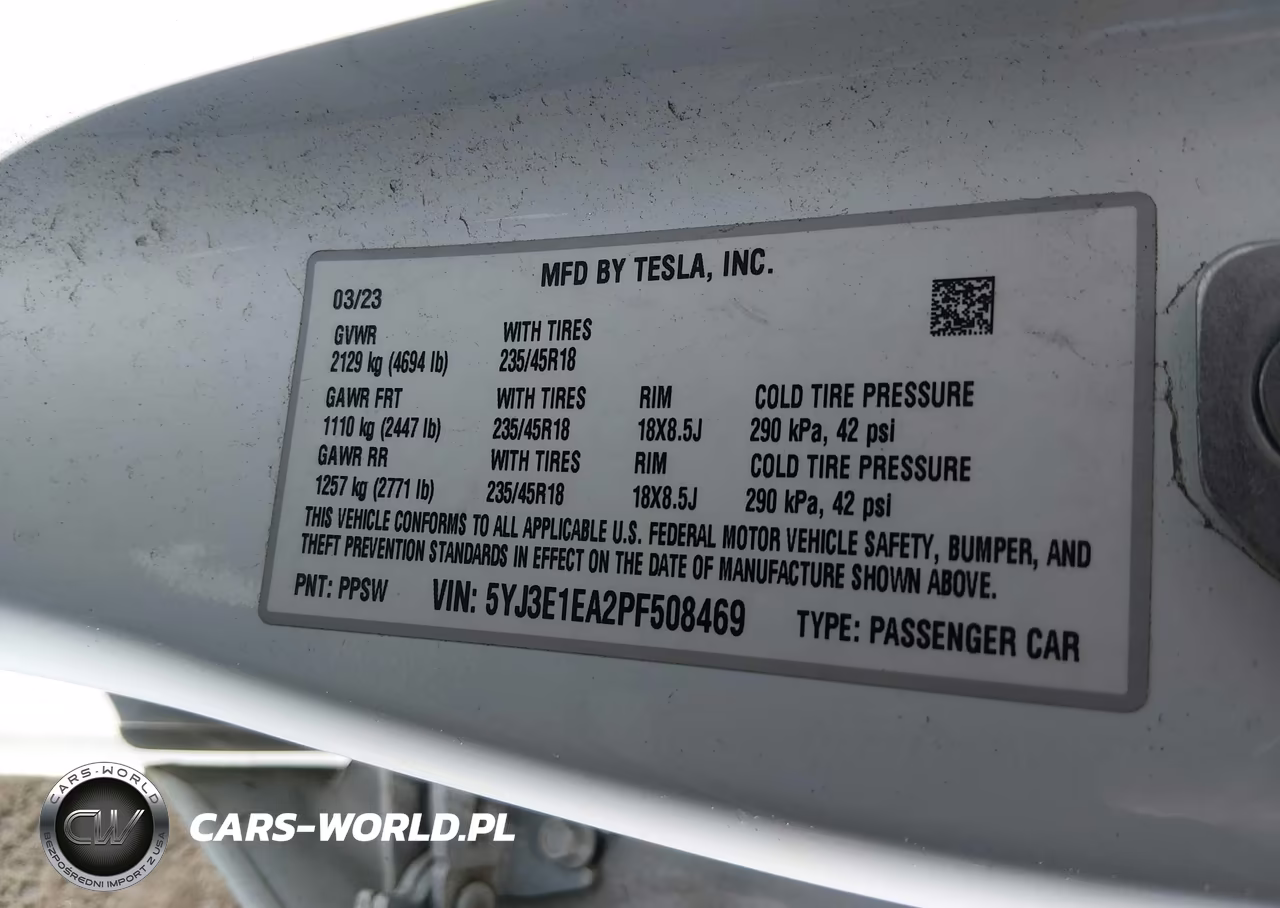 2023 Tesla Model 3 Rear-Wheel Drive VIN:5YJ3E1EA2PF508469 - 9