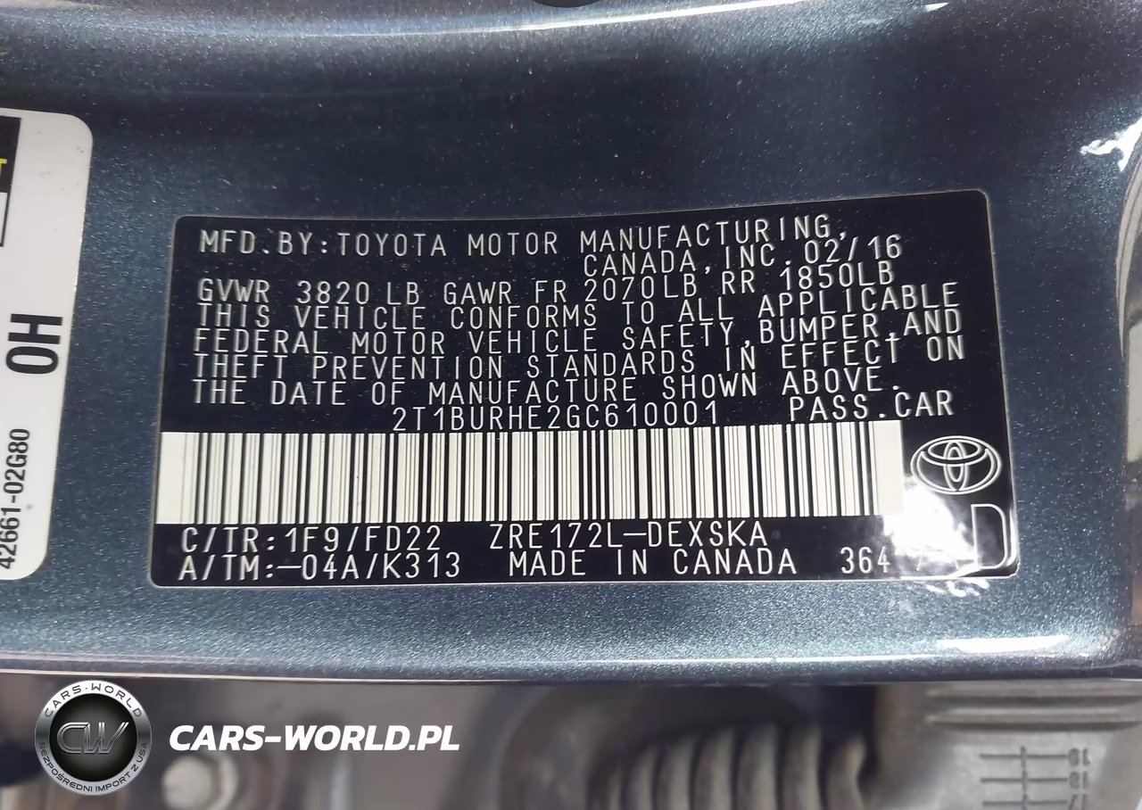2016 Toyota Corolla S Plus VIN:2T1BURHE2GC610001 - 9