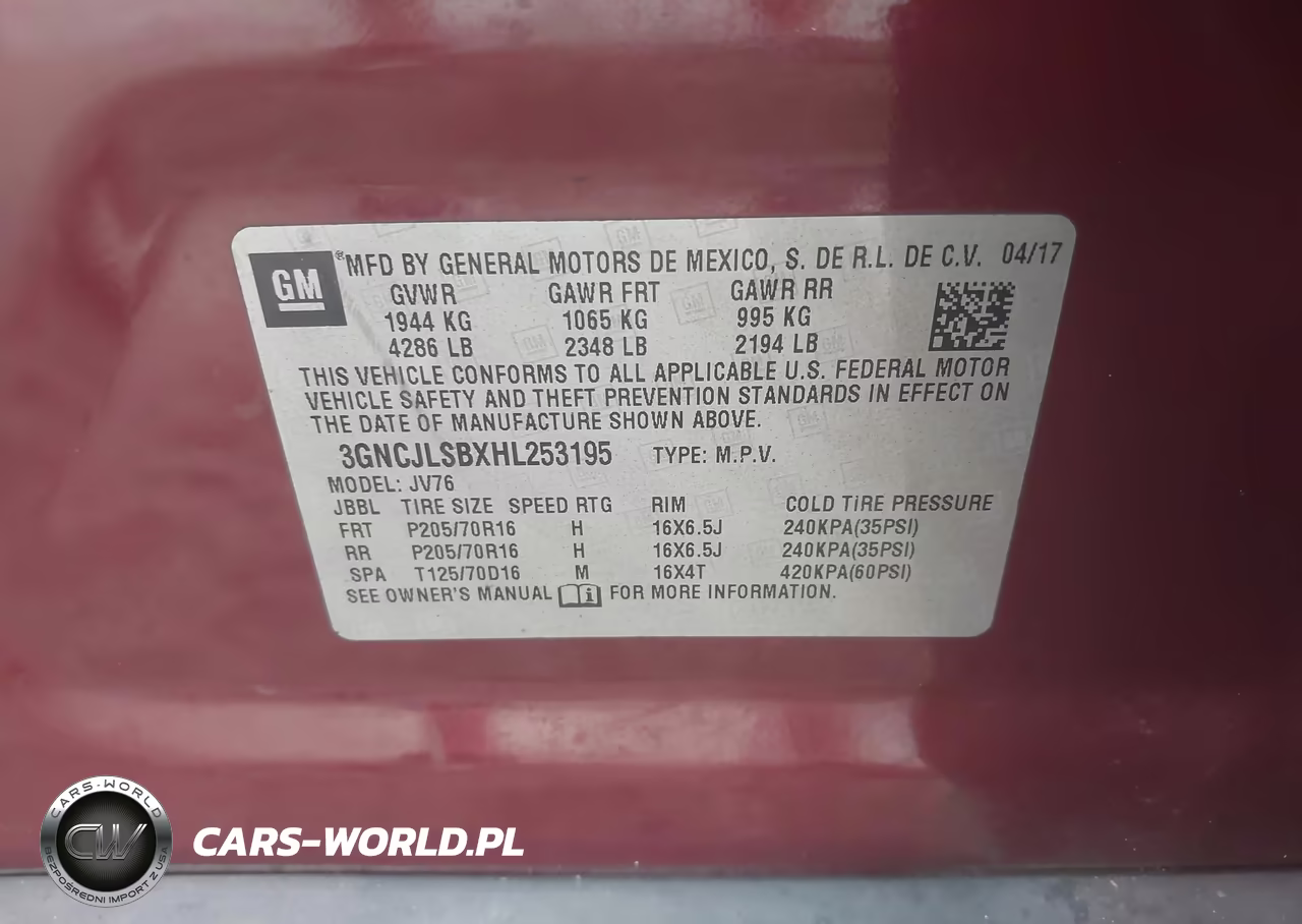 2017 Chevrolet Trax Lt VIN:3GNCJLSBXHL253195 - 9