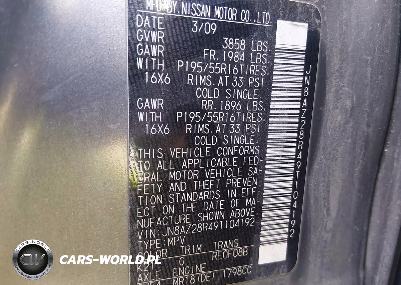 2009 Nissan Cube 1.8 Krom VIN:JN8AZ28R49T104192 - 9