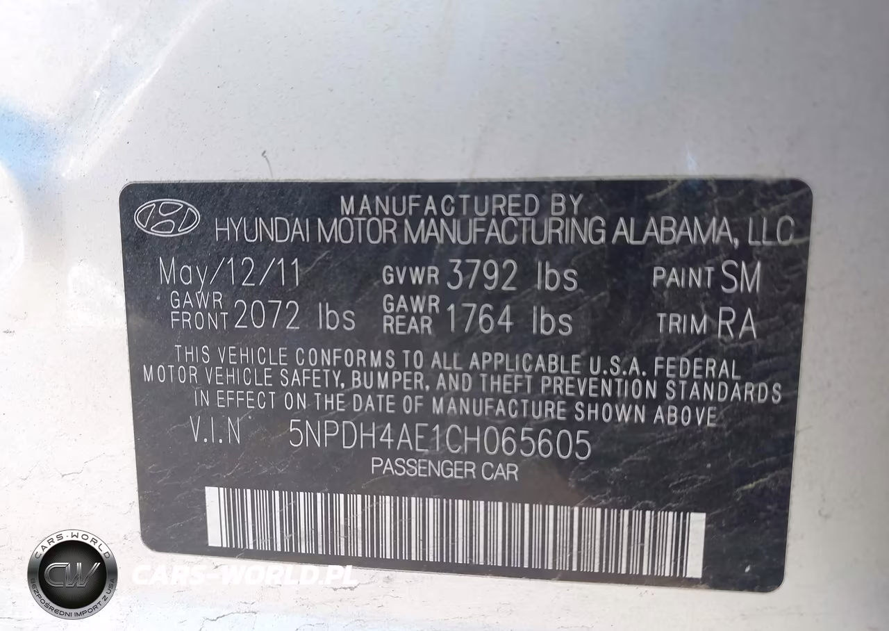 2012 Hyundai Elantra Gls VIN:5NPDH4AE1CH065605 - 9