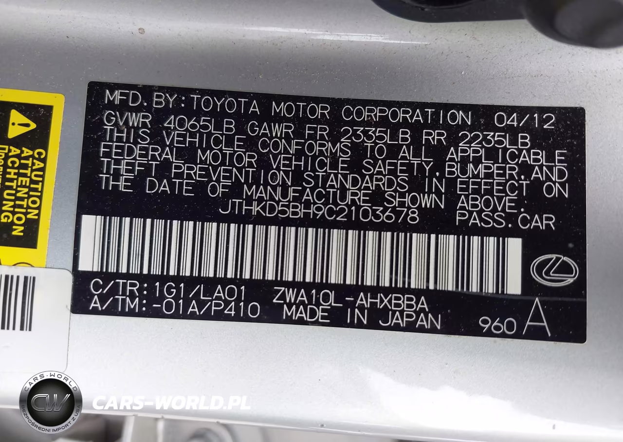 2012 Lexus Ct 200H Premium VIN:JTHKD5BH9C2103678 - 9