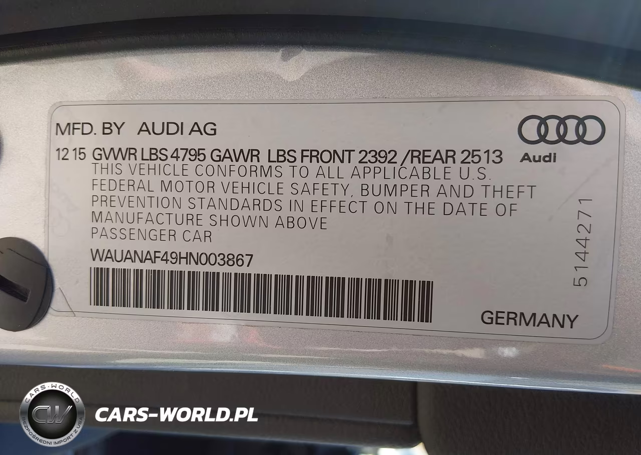 2017 Audi A4 2.0T Premium VIN:WAUANAF49HN003867 - 9