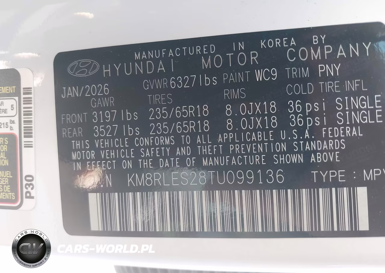 2026 Hyundai Palisade Sel 7P VIN:KM8RLES28TU099136 - 9