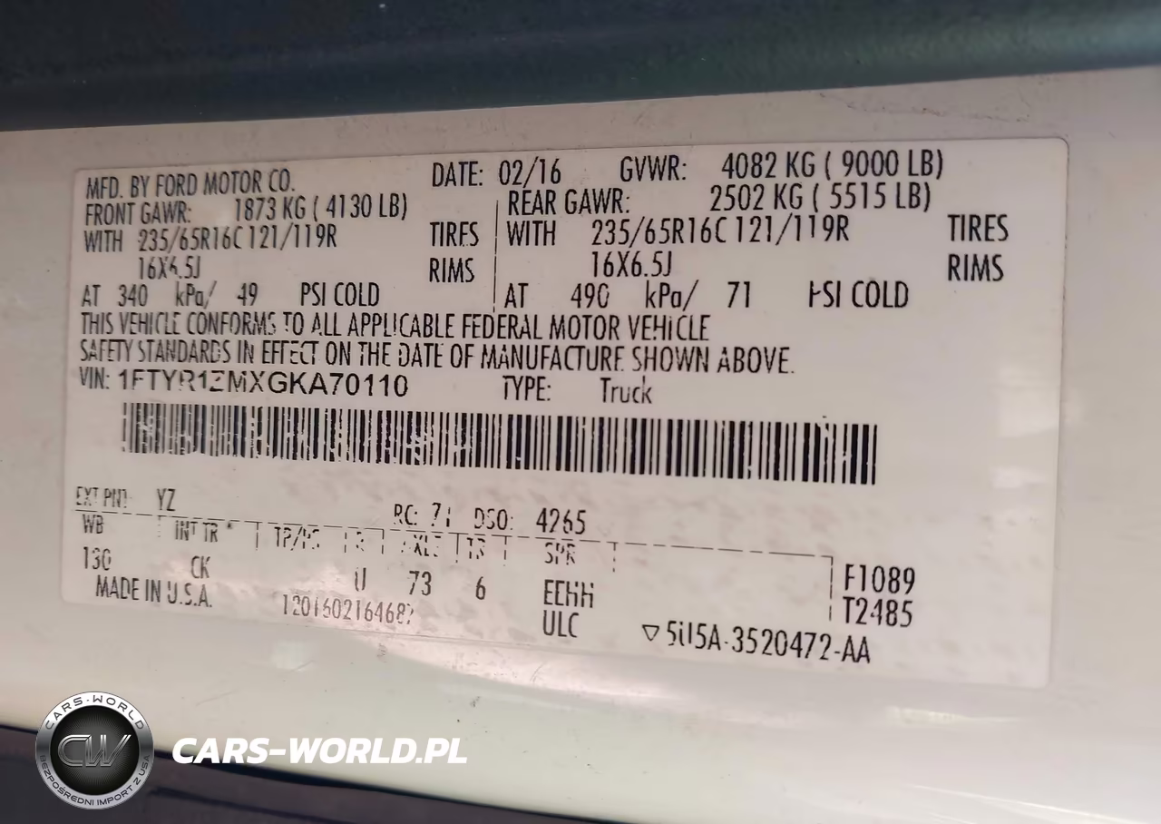 2016 Ford Transit-250 VIN:1FTYR1ZMXGKA70110 - 9