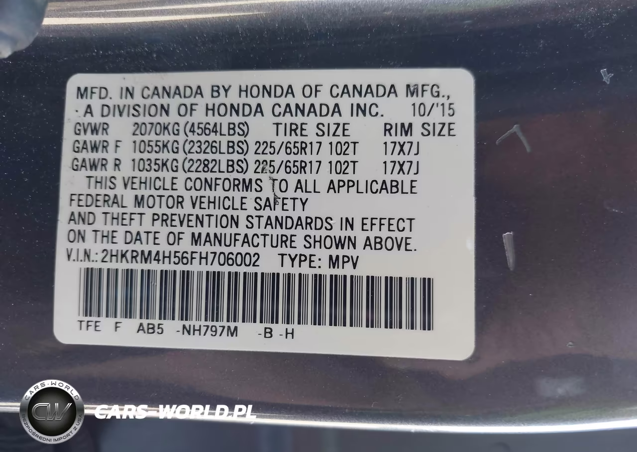 2015 Honda Cr-V Ex VIN:2HKRM4H56FH706002 - 9