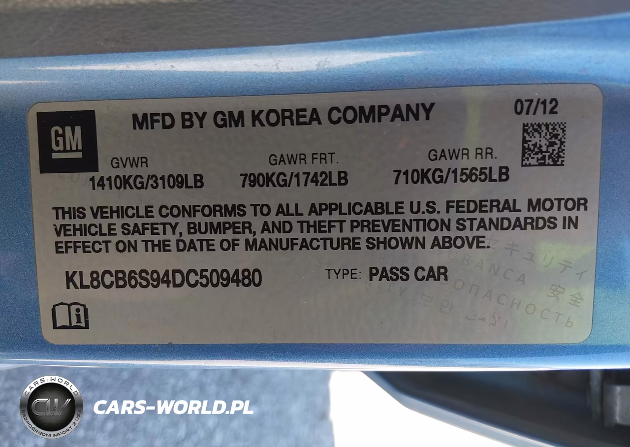 2013 Chevrolet Spark Ls Auto VIN:KL8CB6S94DC509480 - 9
