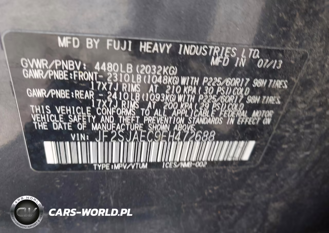 2014 Subaru Forester 2.5I Premium VIN:JF2SJAEC9EH472688 - 9
