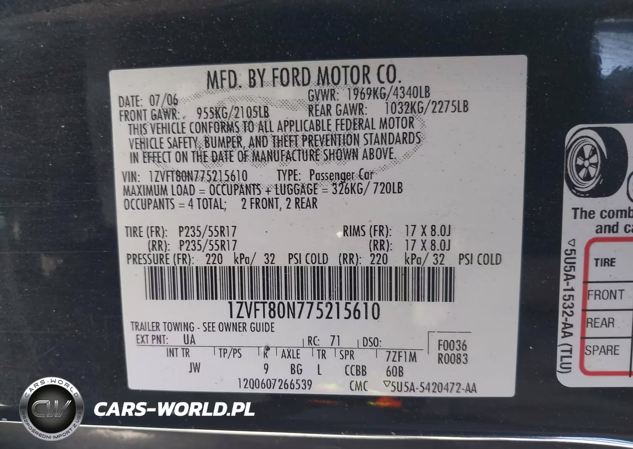 2007 Ford Mustang V6 Deluxe-V6 Premium VIN:1ZVFT80N775215610 - 9