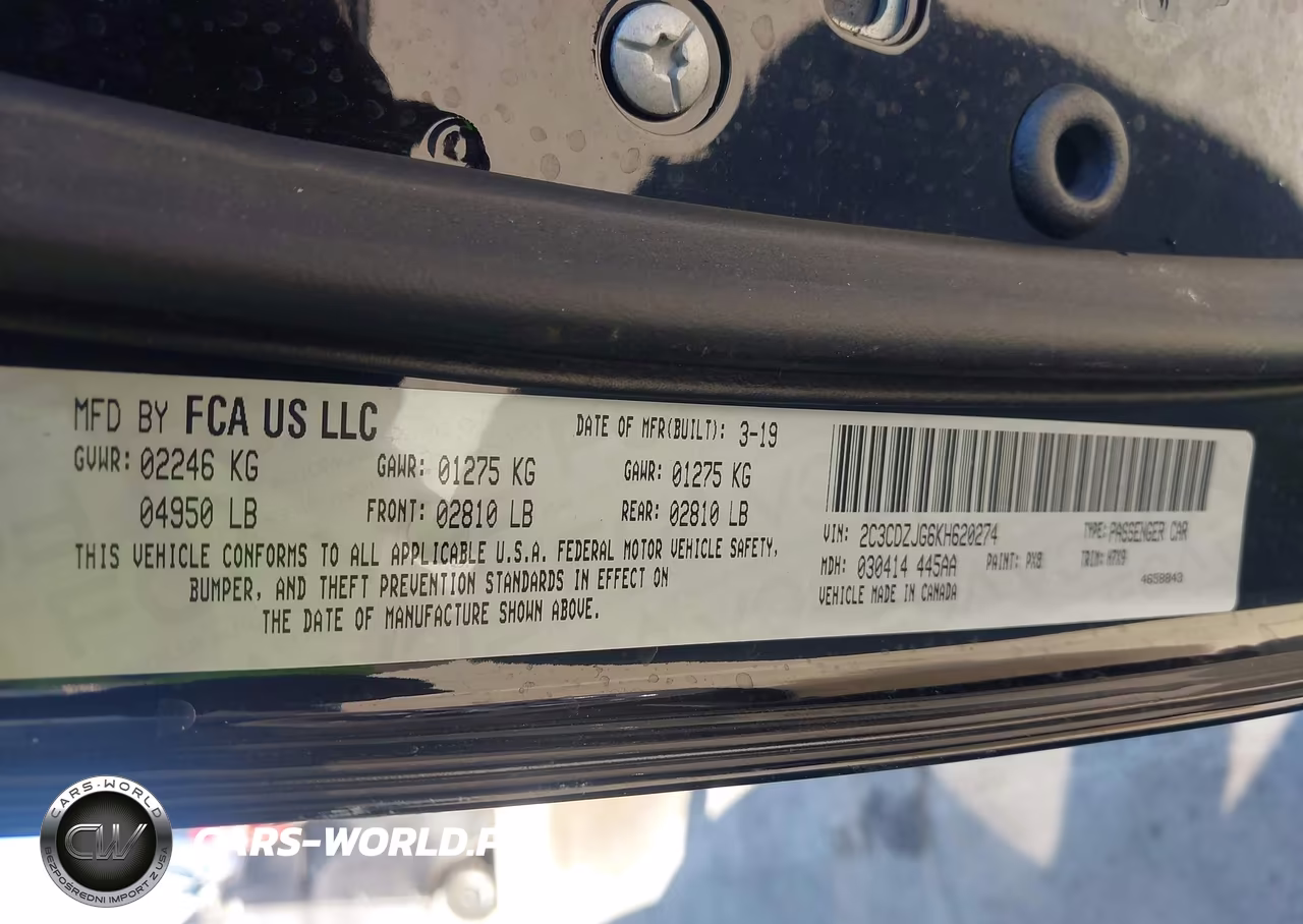 2019 Dodge Challenger Gt VIN:2C3CDZJG6KH620274 - 9