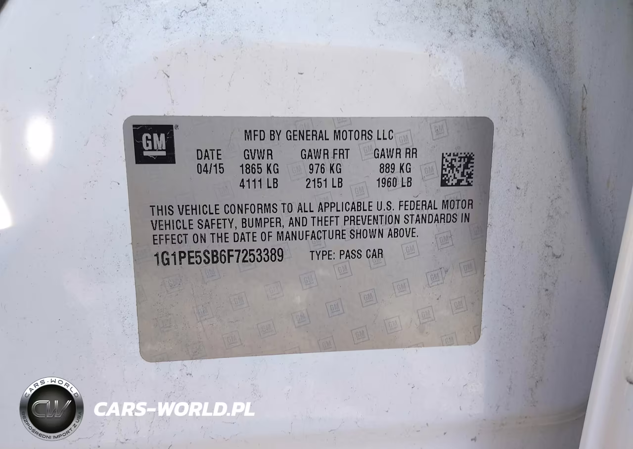 2015 Chevrolet Cruze 2Lt Auto VIN:1G1PE5SB6F7253389 - 9