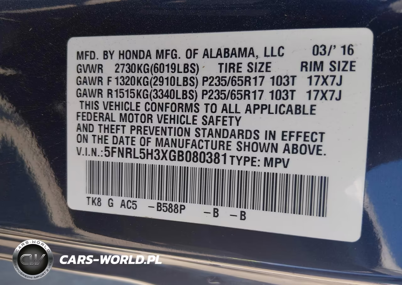 2016 Honda Odyssey Se VIN:5FNRL5H3XGB080381 - 9