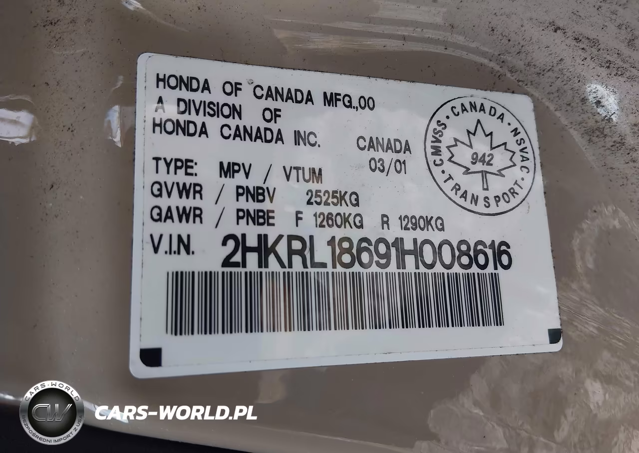 2001 Honda Odyssey Ex VIN:2HKRL18691H008616 - 9