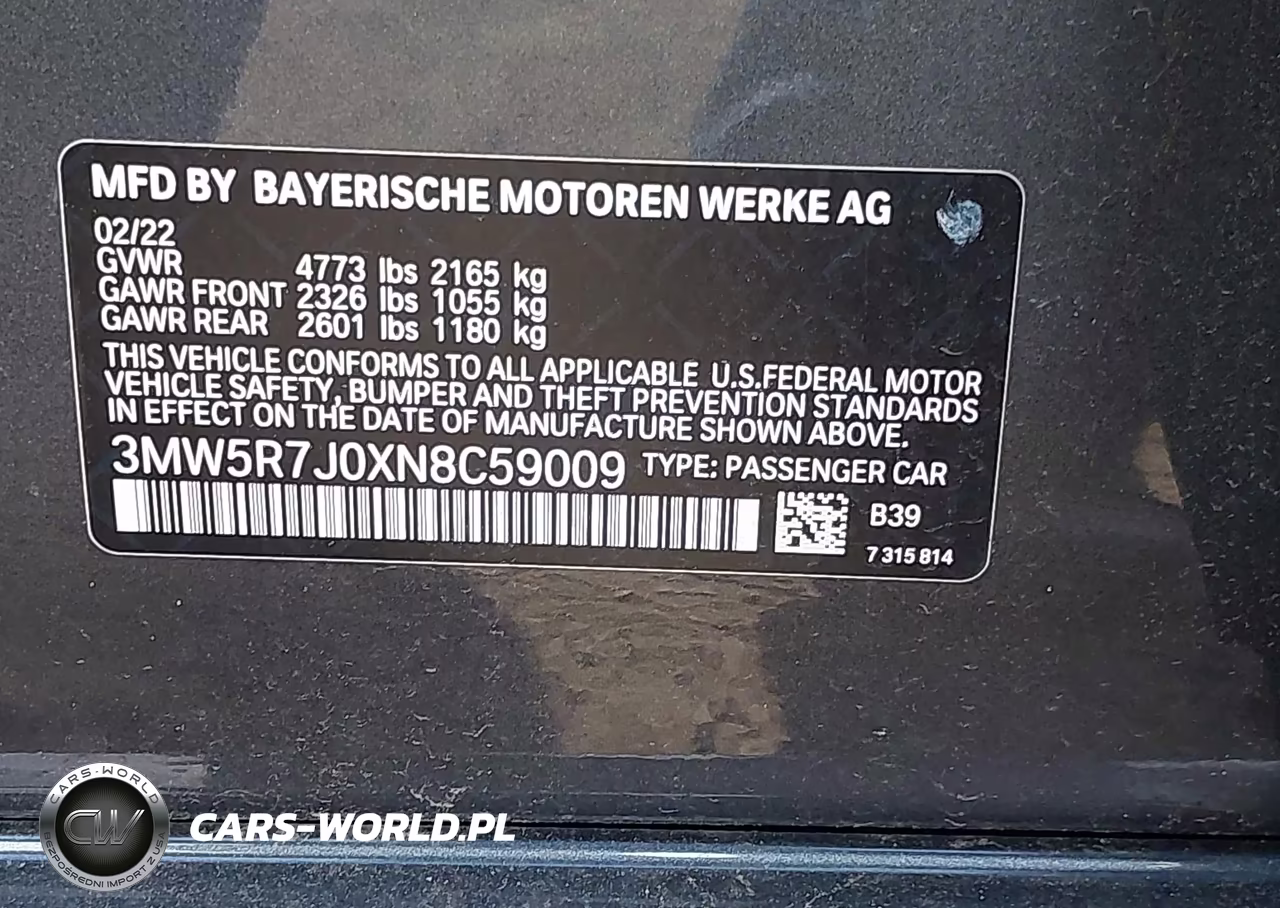 2022 BMW 330I xDrive VIN:3MW5R7J0XN8C59009 - 9