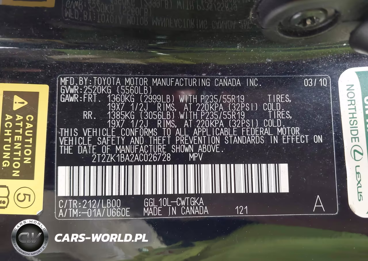2010 Lexus Rx 350 VIN:2T2ZK1BA2AC026728 - 9
