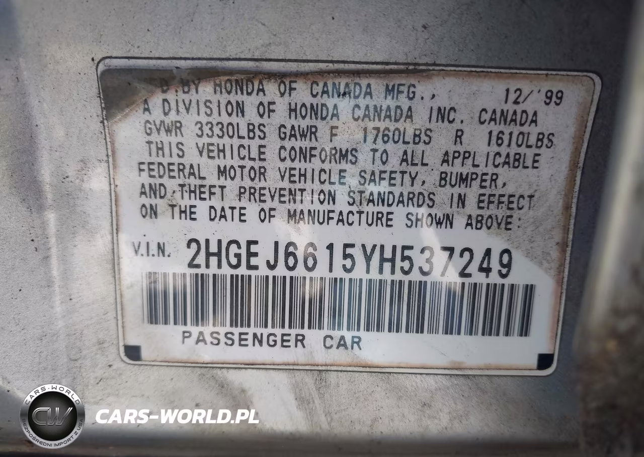 2000 Honda Civic Value Package VIN:2HGEJ6615YH537249 - 9