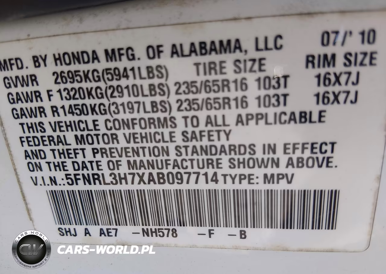 2010 Honda Odyssey Ex-L VIN:5FNRL3H7XAB097714 - 9