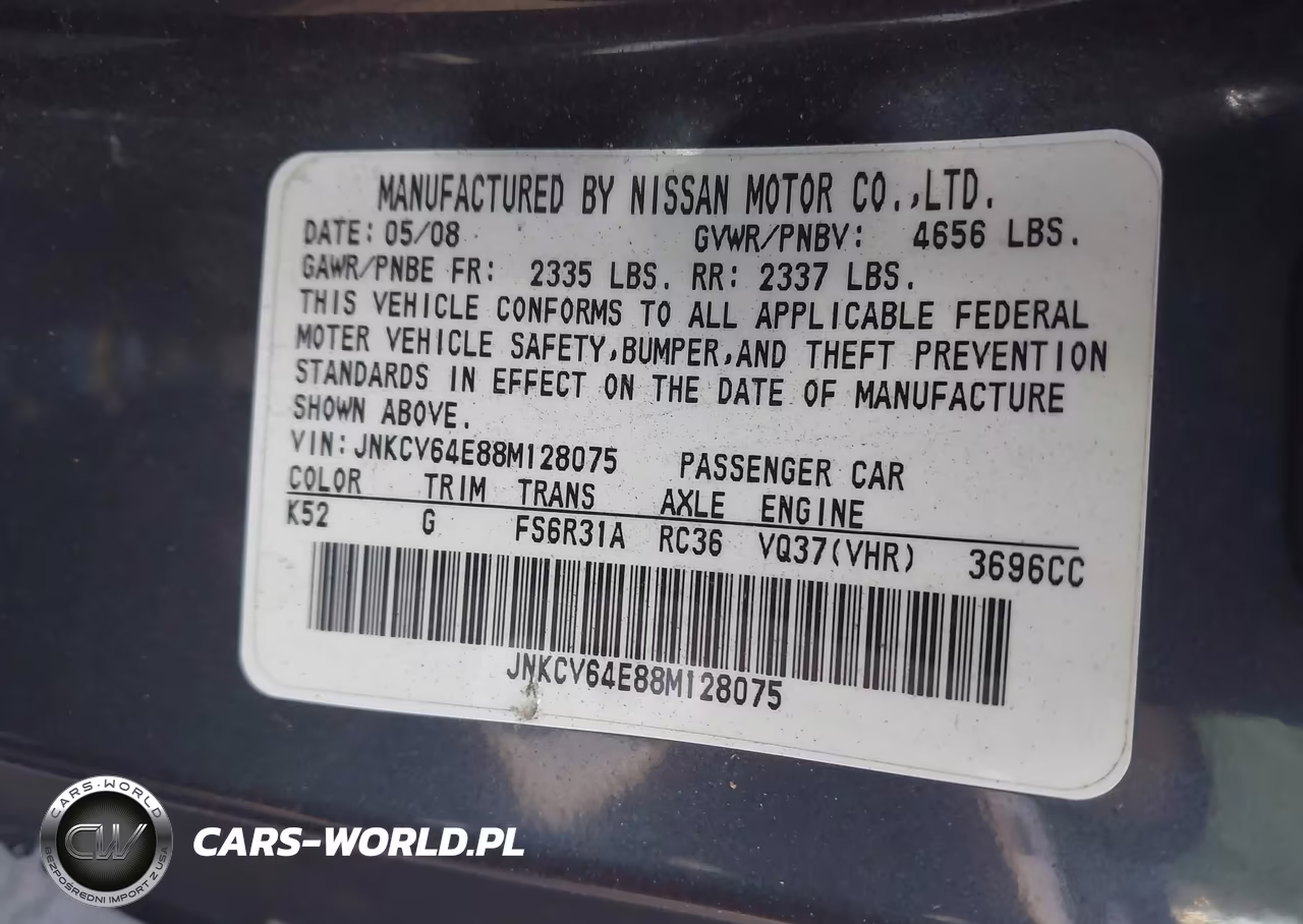 2008 Infiniti G37 Sport VIN:JNKCV64E88M128075 - 9