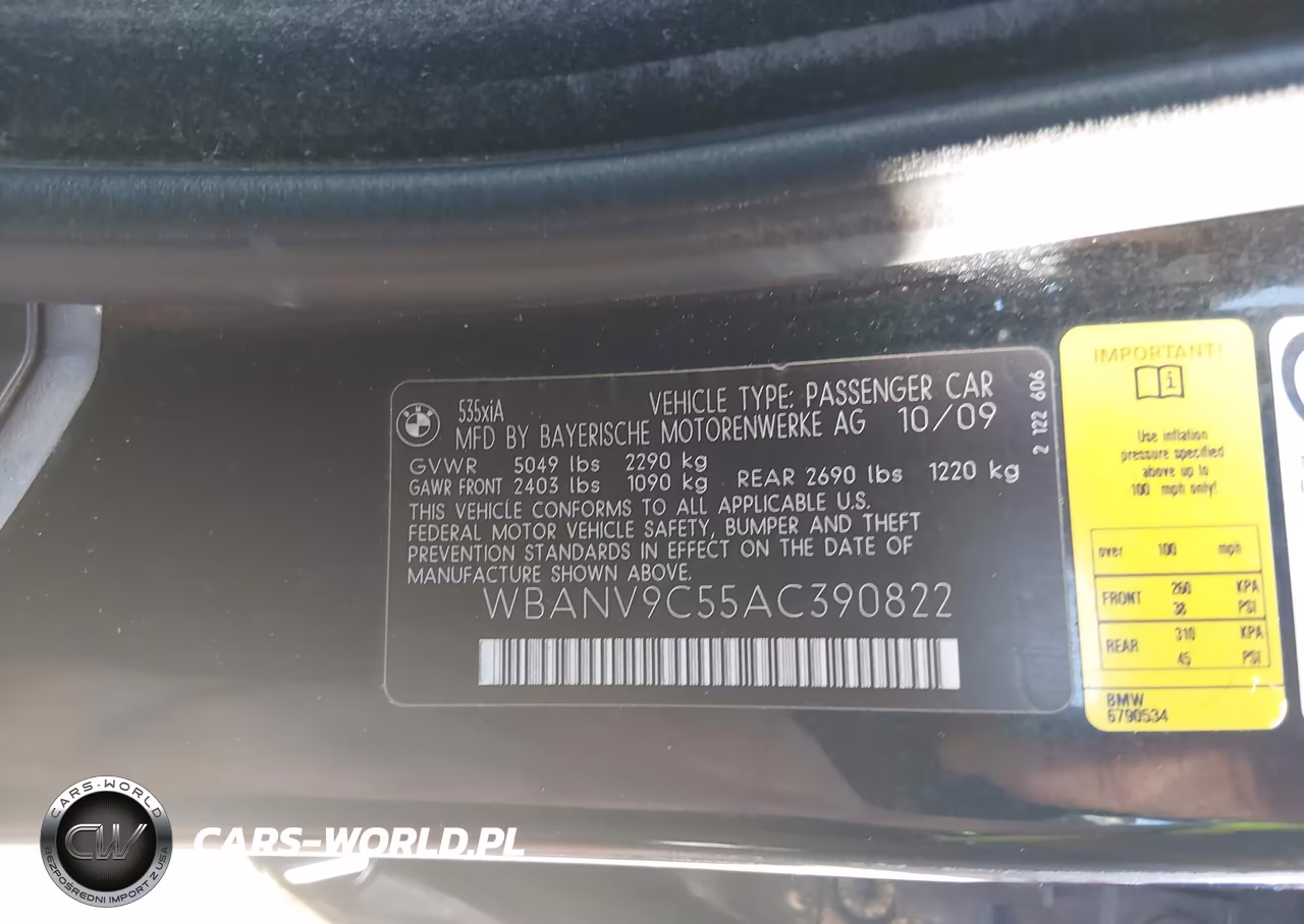 2010 BMW 535I xDrive VIN:WBANV9C55AC390822 - 9