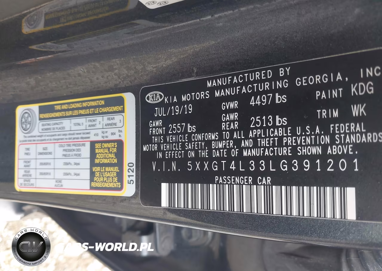 2020 Kia Optima Lx VIN:5XXGT4L33LG391201 - 9