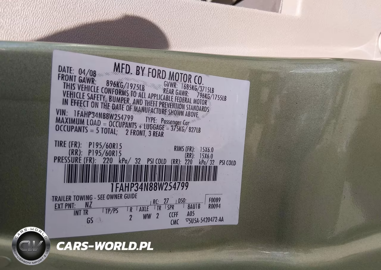 2008 Ford Focus S VIN:1FAHP34N88W254799 - 9
