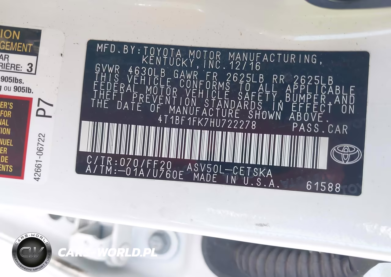 2017 Toyota Camry Se VIN:4T1BF1FK7HU722278 - 9