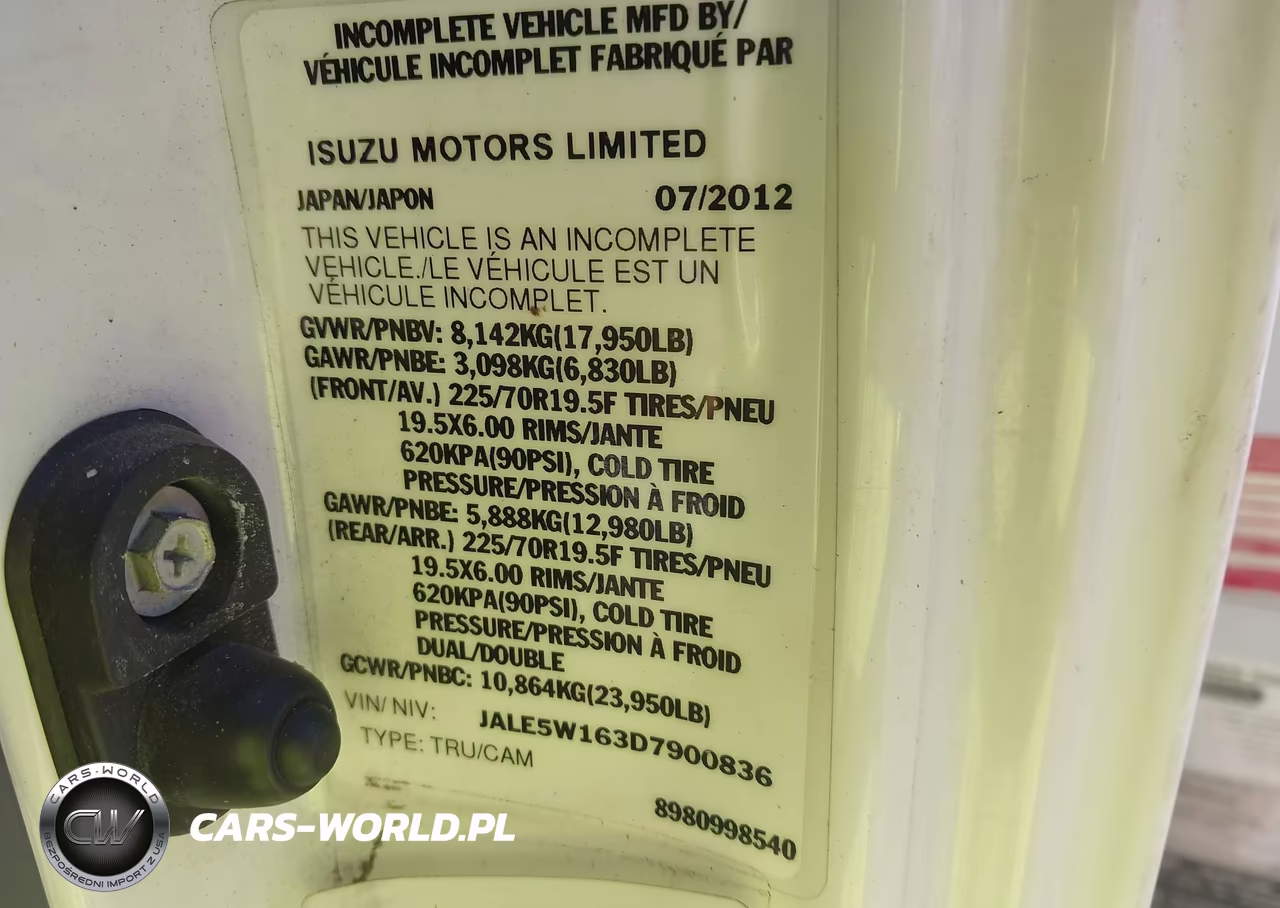 2013 Isuzu Dsl Reg VIN:JALE5W163D7900836 - 8
