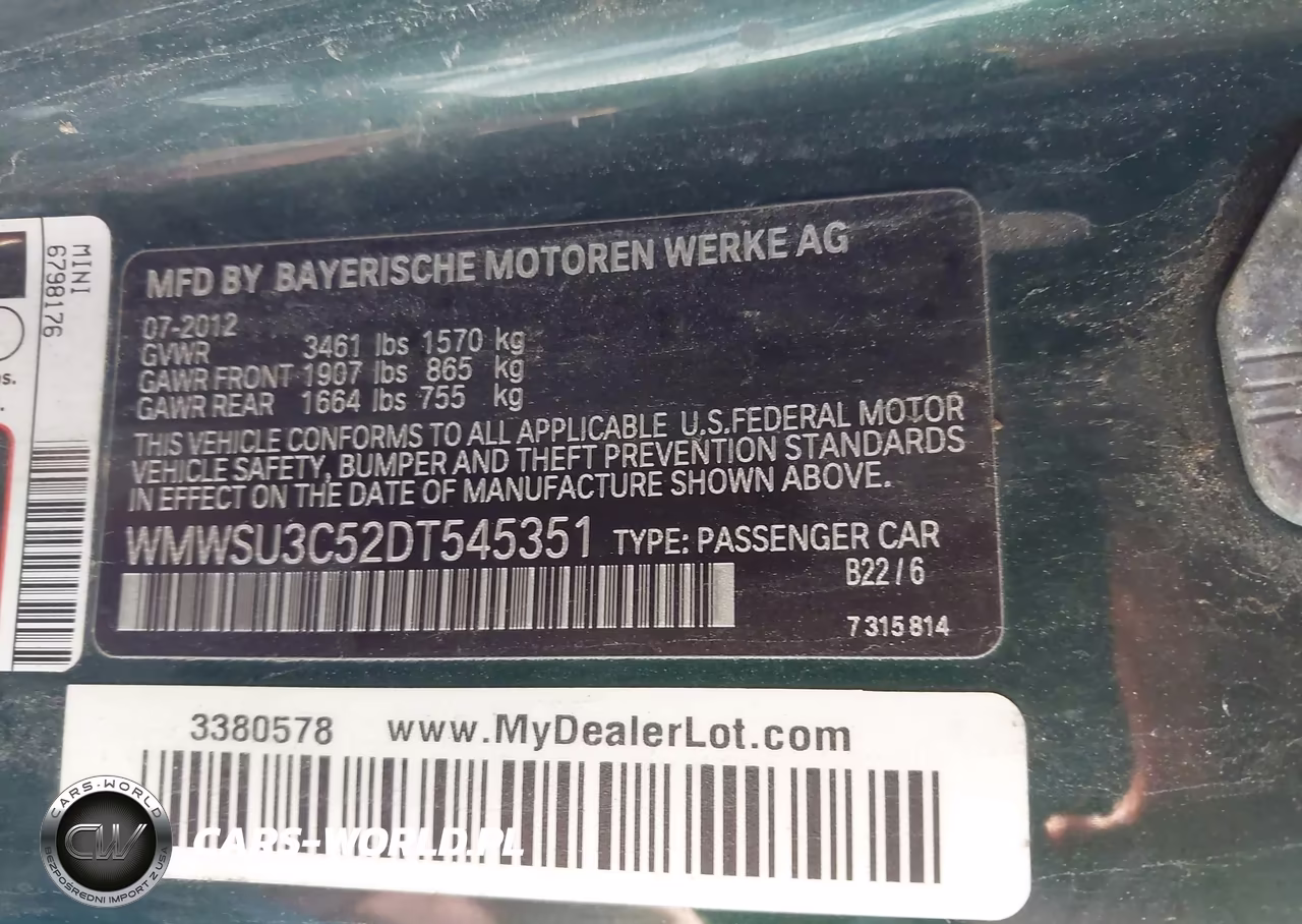 2013 Mini Hardtop Cooper VIN:WMWSU3C52DT545351 - 9