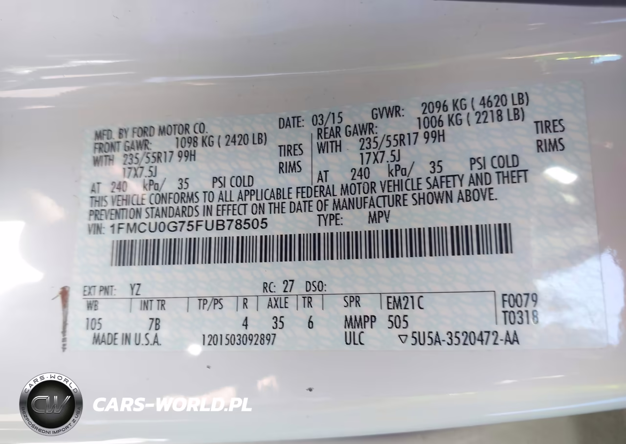 2014 Ford Escape Se VIN:1FMCU0G75EUB78505 - 9