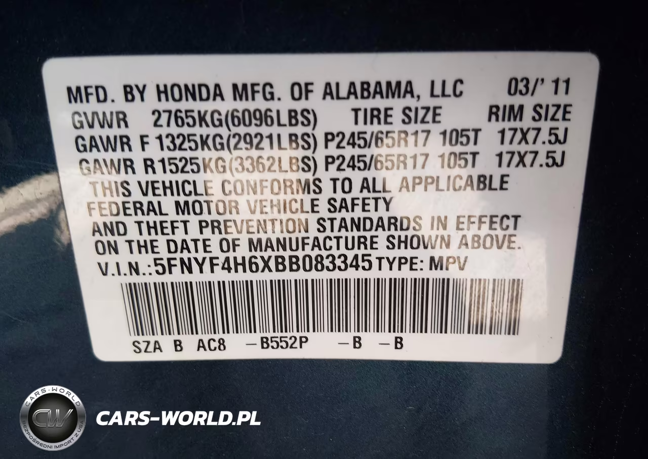 2011 Honda Pilot Ex-L VIN:5FNYF4H6XBB083345 - 9