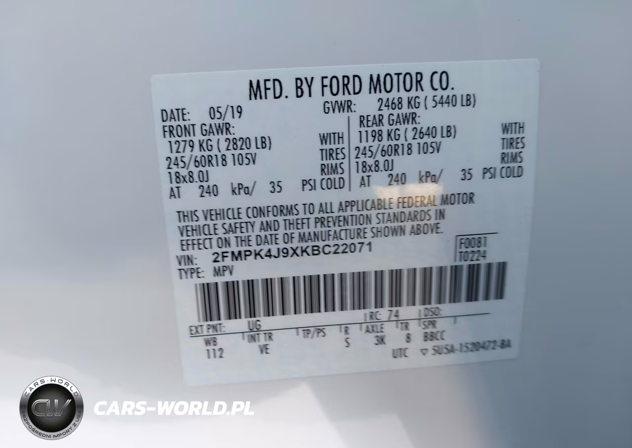 2019 Ford Edge Sel VIN:2FMPK4J9XKBC22071 - 9