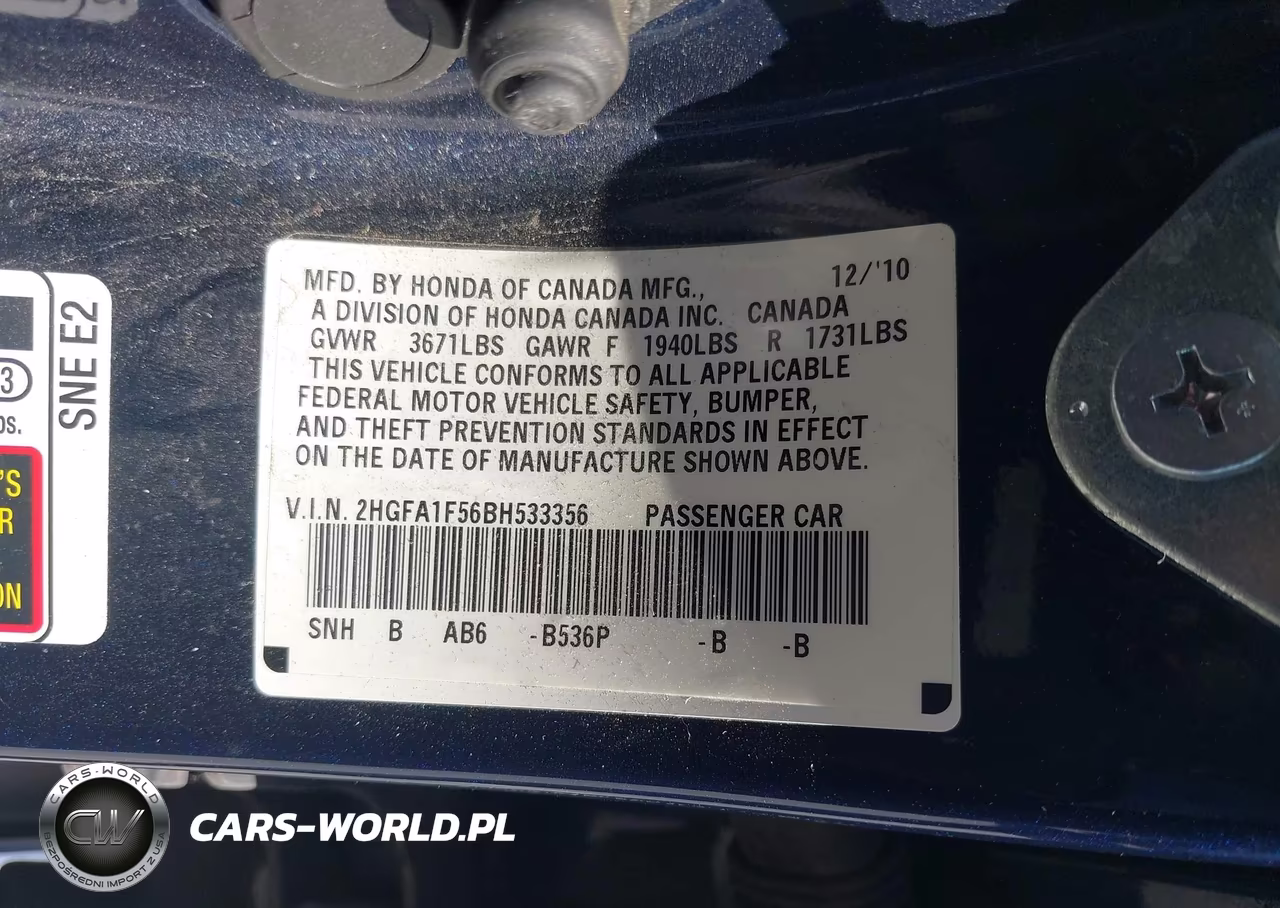 2011 Honda Civic Lx VIN:2HGFA1F56BH533356 - 9