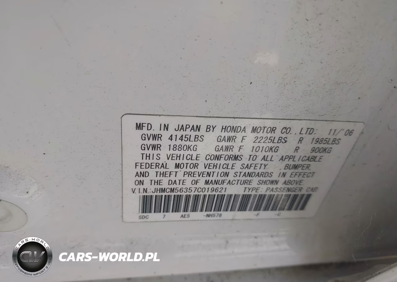 2007 Honda Accord 2.4 Se VIN:JHMCM56357C019621 - 9