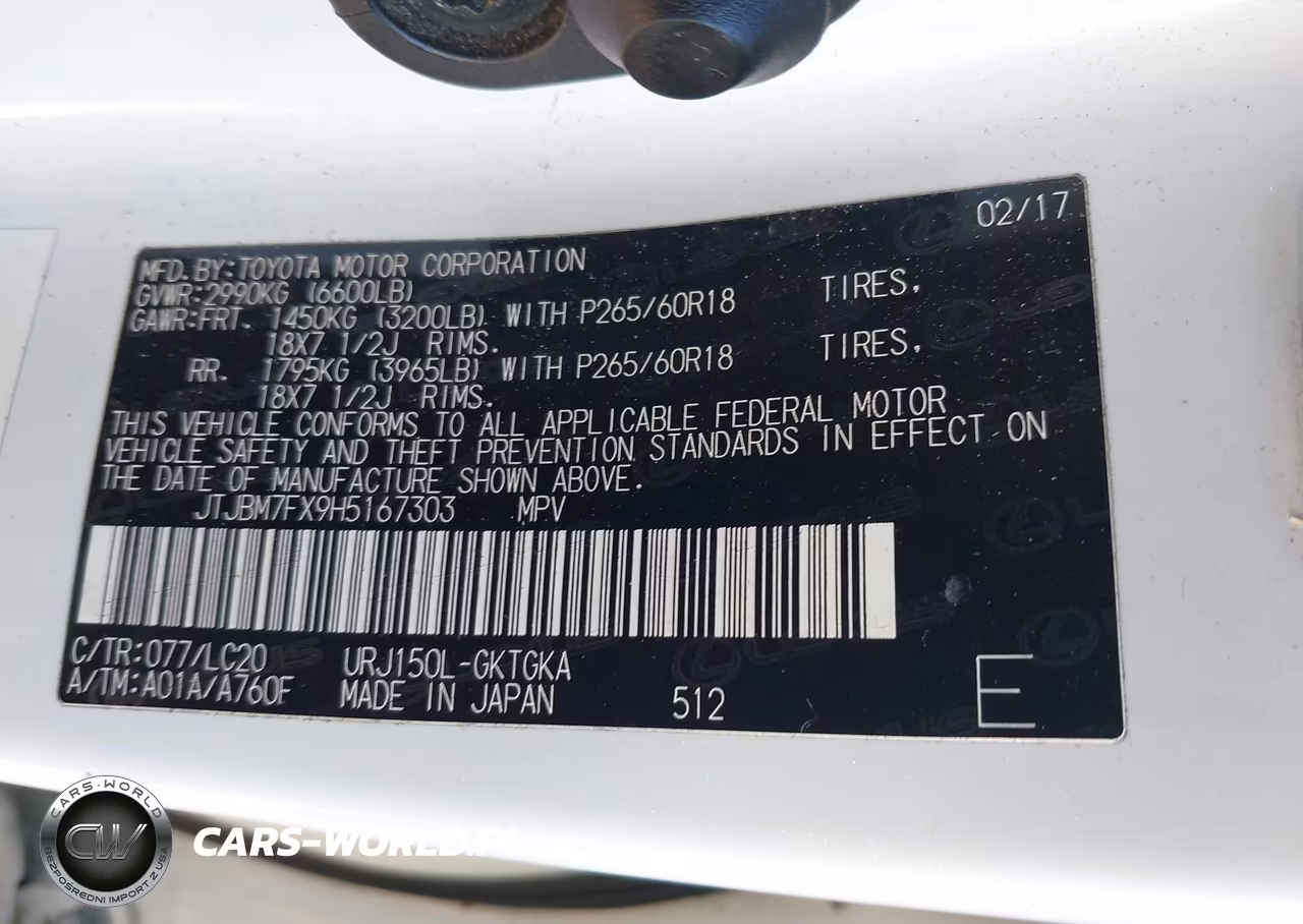 2017 Lexus Gx 460 VIN:JTJBM7FX9H5167303 - 9