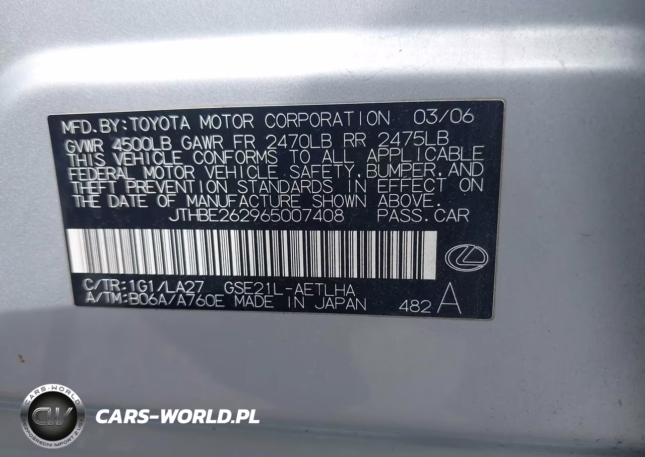 2006 Lexus Is 350 VIN:JTHBE262965007408 - 9
