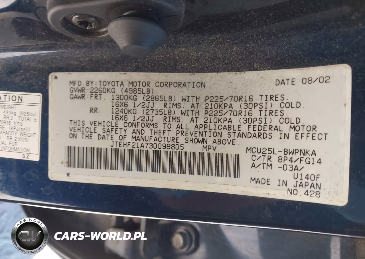 2003 Toyota Highlander V6 VIN:JTEHF21A730098805 - 9