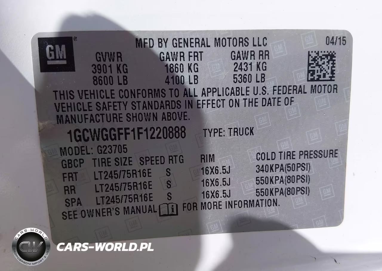 2015 Chevrolet Express 2500 Work Van VIN:1GCWGGFF1F1220888 - 9