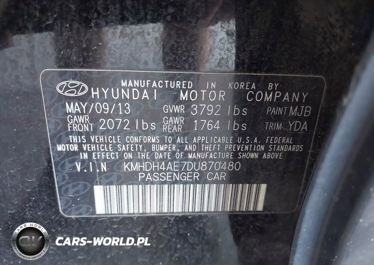 2013 Hyundai Elantra Gls VIN:KMHDH4AE7DU870480 - 9