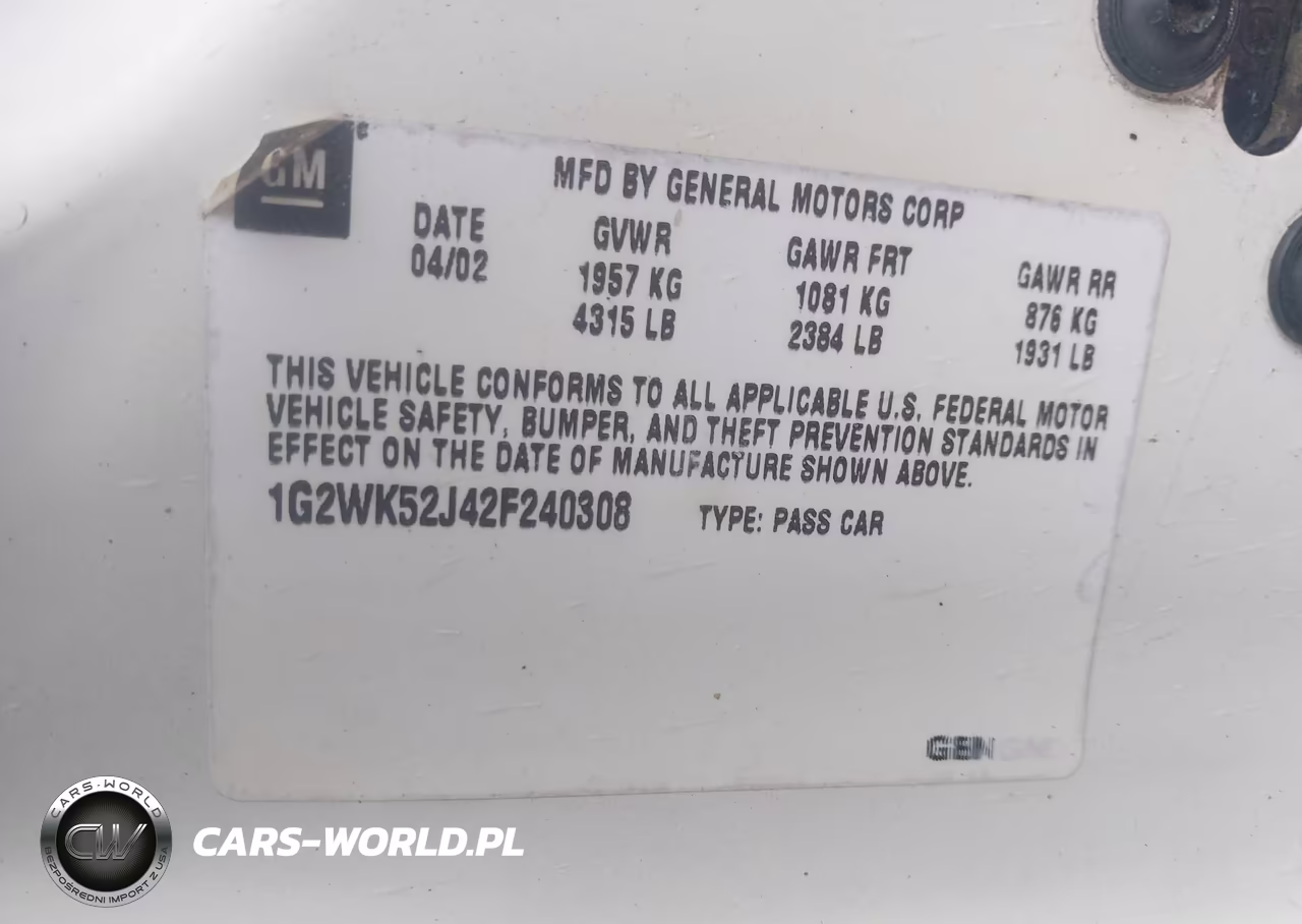2002 Pontiac Grand Prix Se VIN:1G2WK52J42F240308 - 9