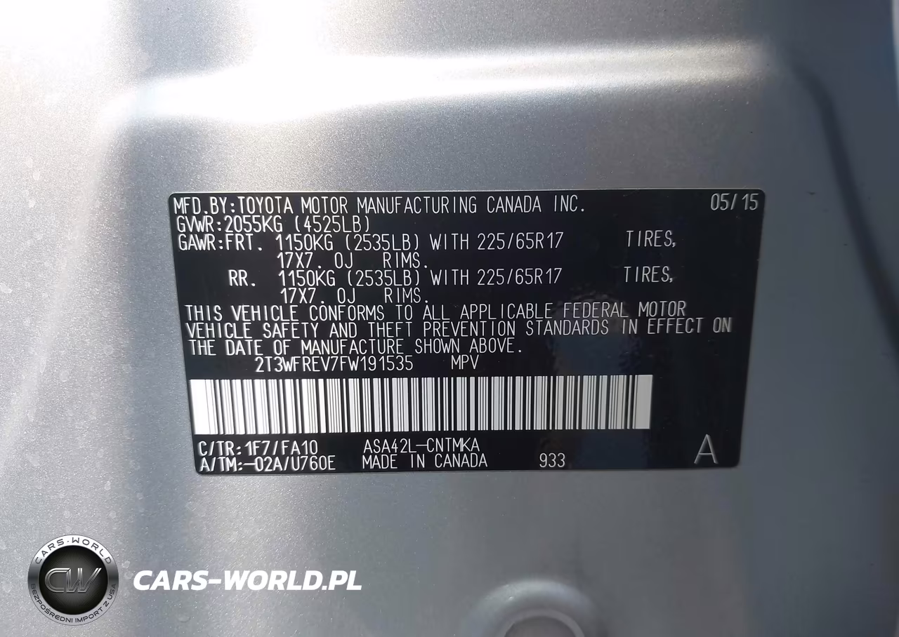 2015 Toyota Rav4 Xle VIN:2T3WFREV7FW191535 - 9