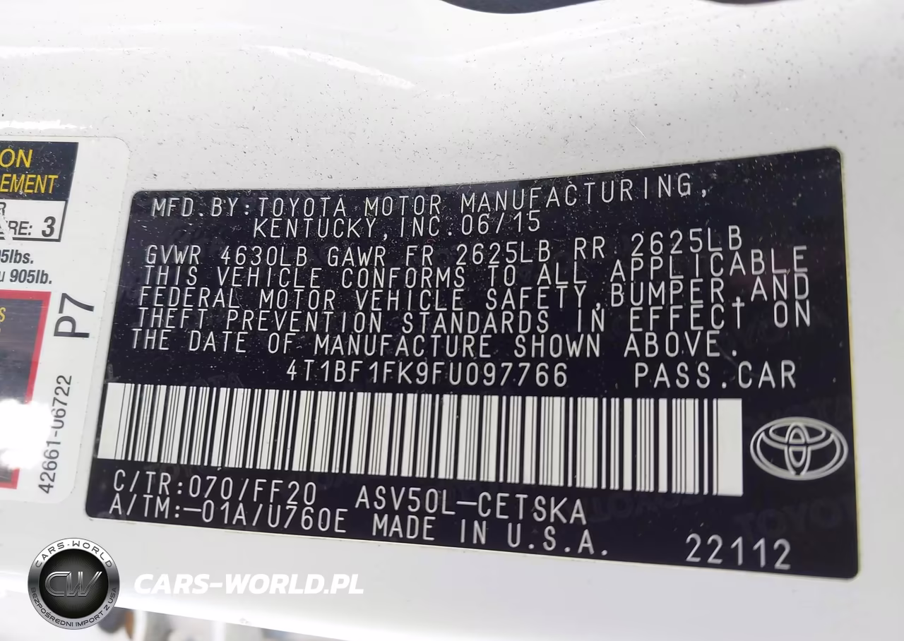 2015 Toyota Camry Se VIN:4T1BF1FK9FU097766 - 9