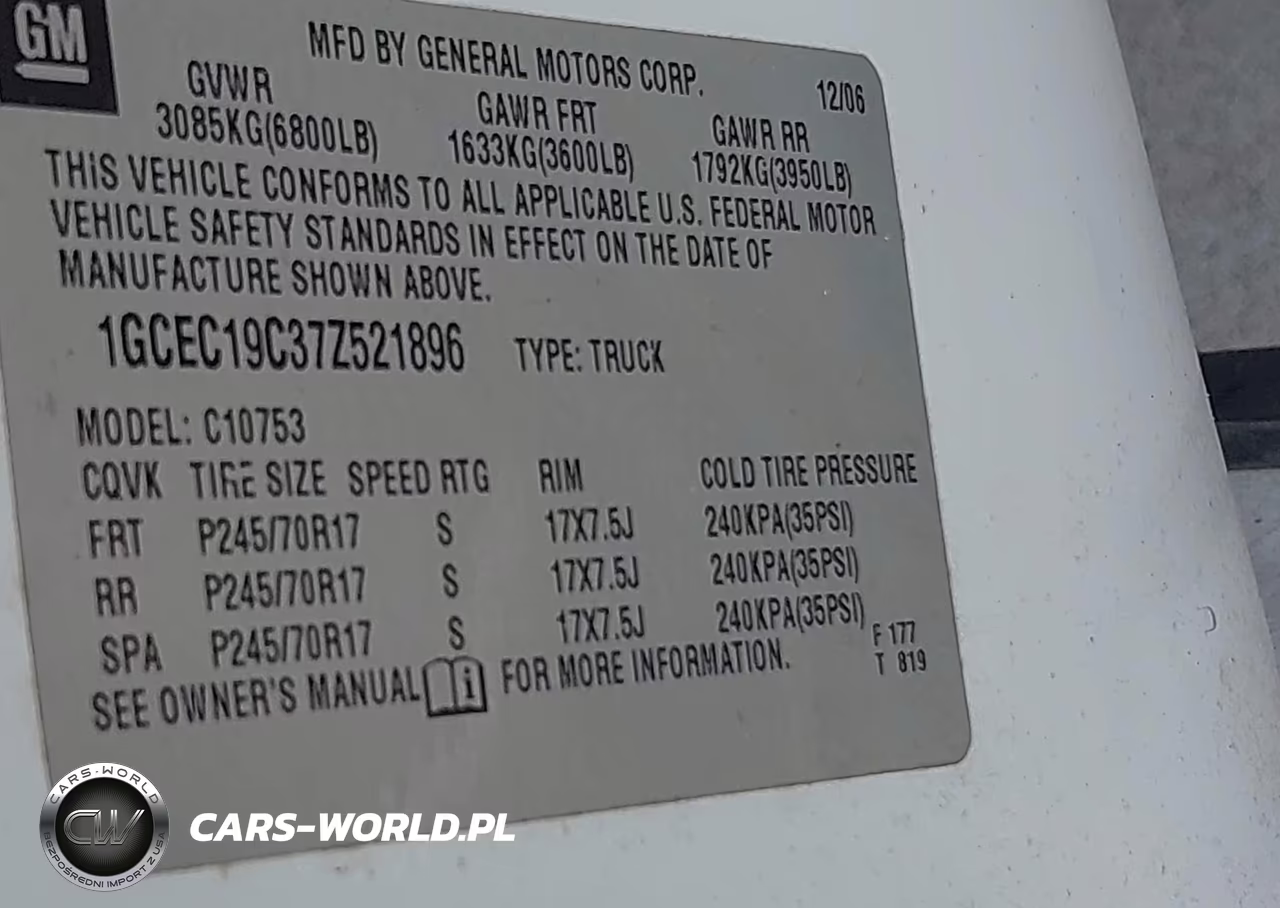 2007 Chevrolet Silverado 1500 Work Truck VIN:1GCEC19C37Z521896 - 9