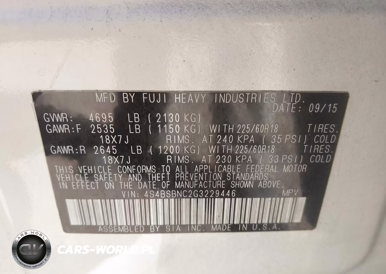 2016 Subaru Outback 2.5I Limited VIN:4S4BSBNC2G3229446 - 9