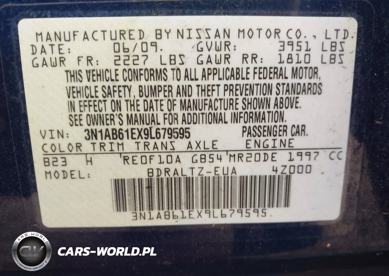 2009 Nissan Sentra 2.0S VIN:3N1AB61EX9L679595 - 9