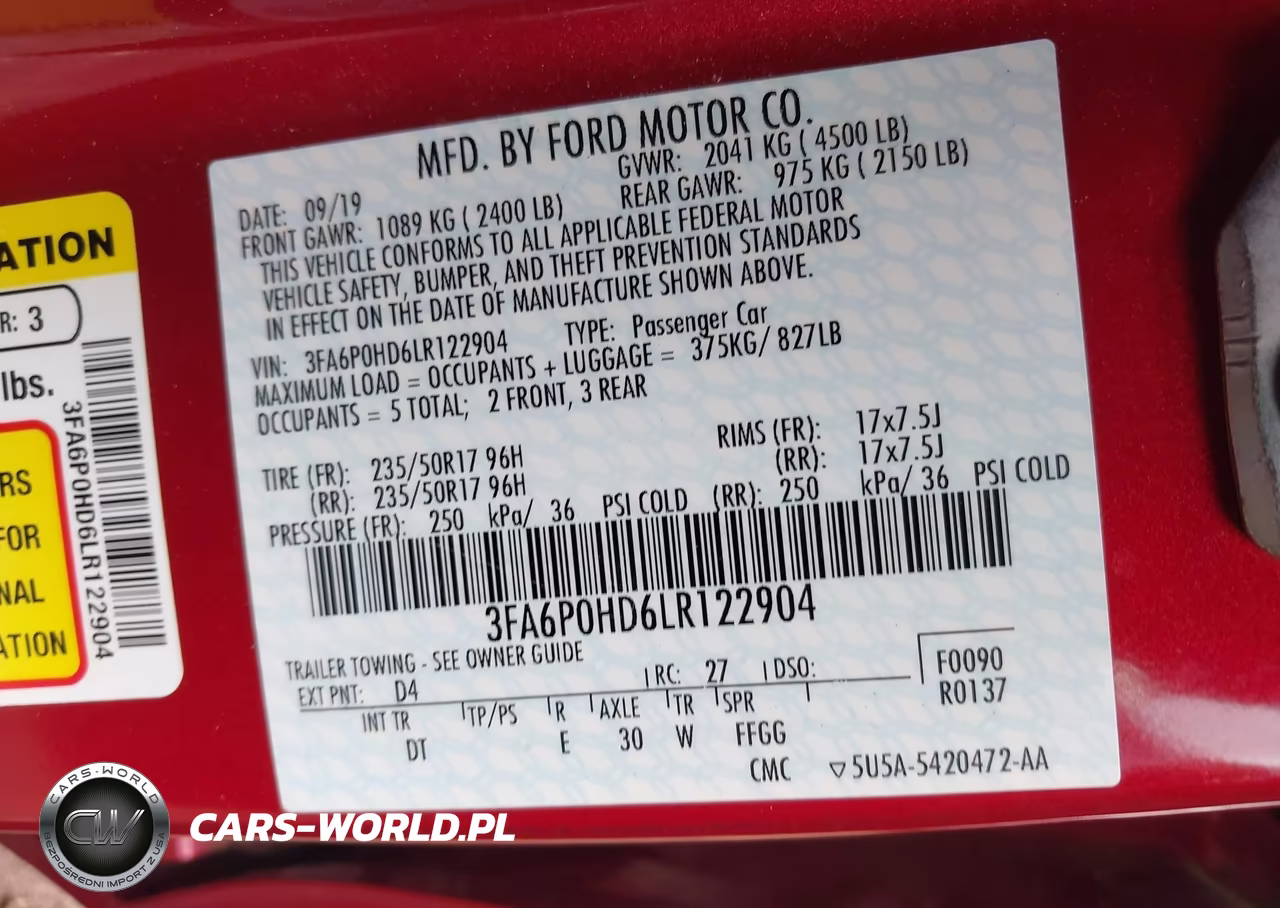 2020 Ford Fusion Se VIN:3FA6P0HD6LR122904 - 9