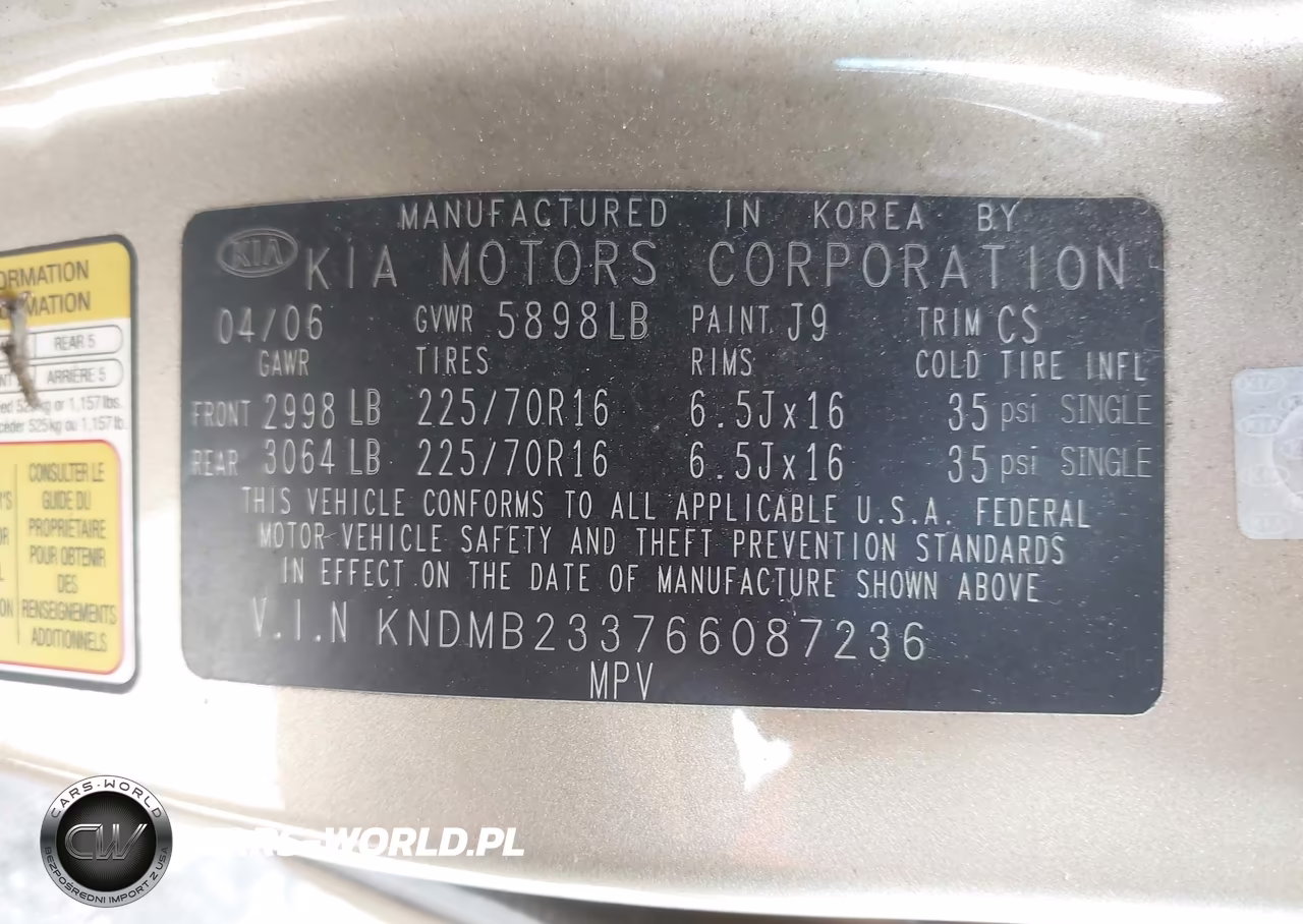 2006 Kia Sedona Ex-Lx VIN:KNDMB233766087236 - 9
