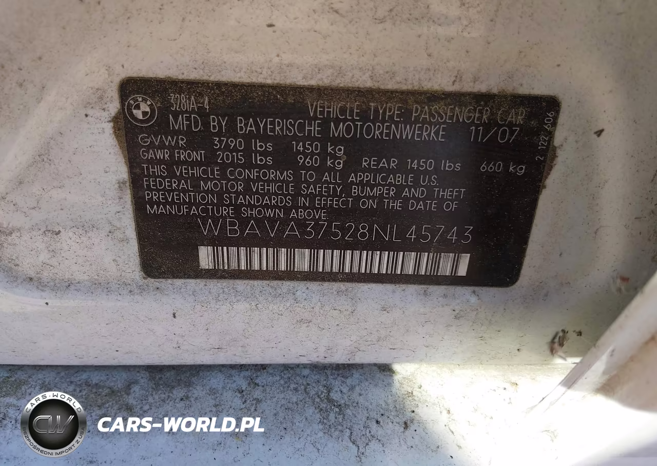 2008 BMW 328I VIN:WBAVA37528NL45743 - 9